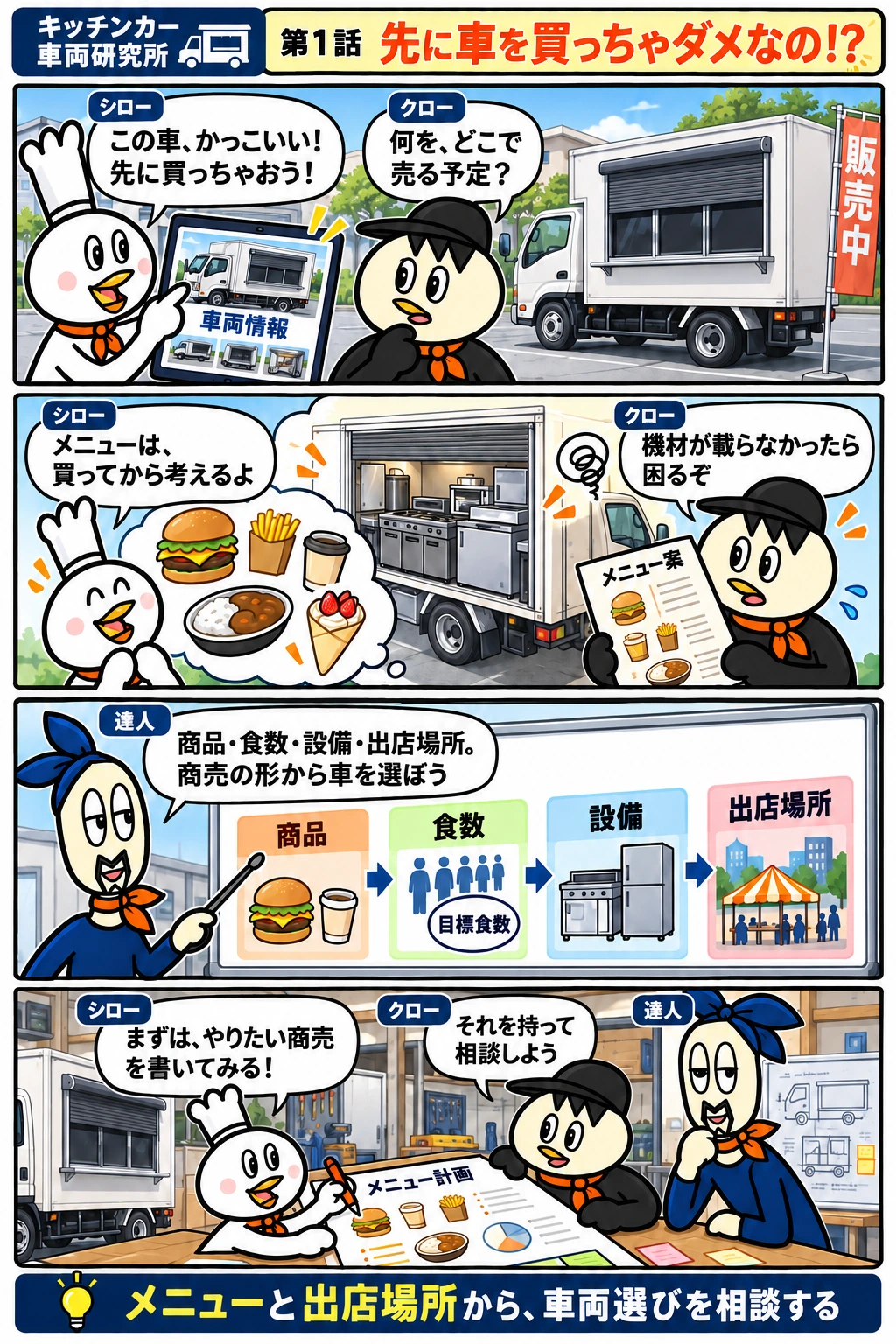 第1話 先に車を買っちゃダメなの!?。セリフのテキストは下にあります。